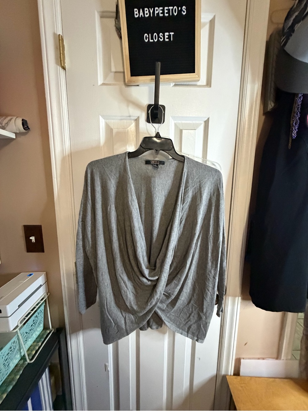 Forever 21 Gray Draped Front Cardigan
